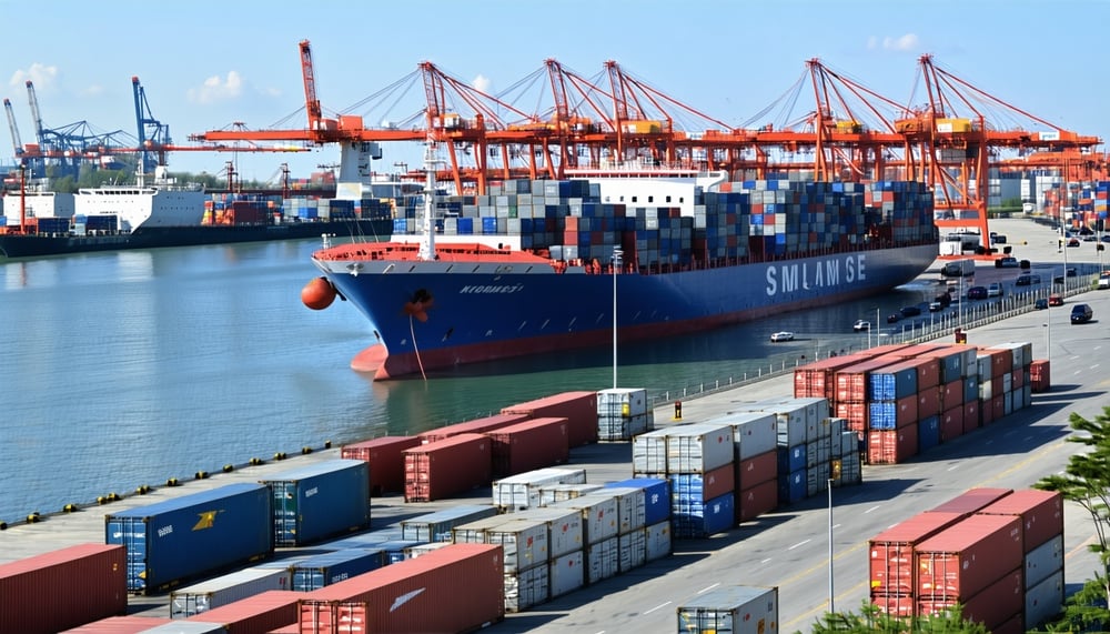 Contenedores de carga en un puerto marítimo